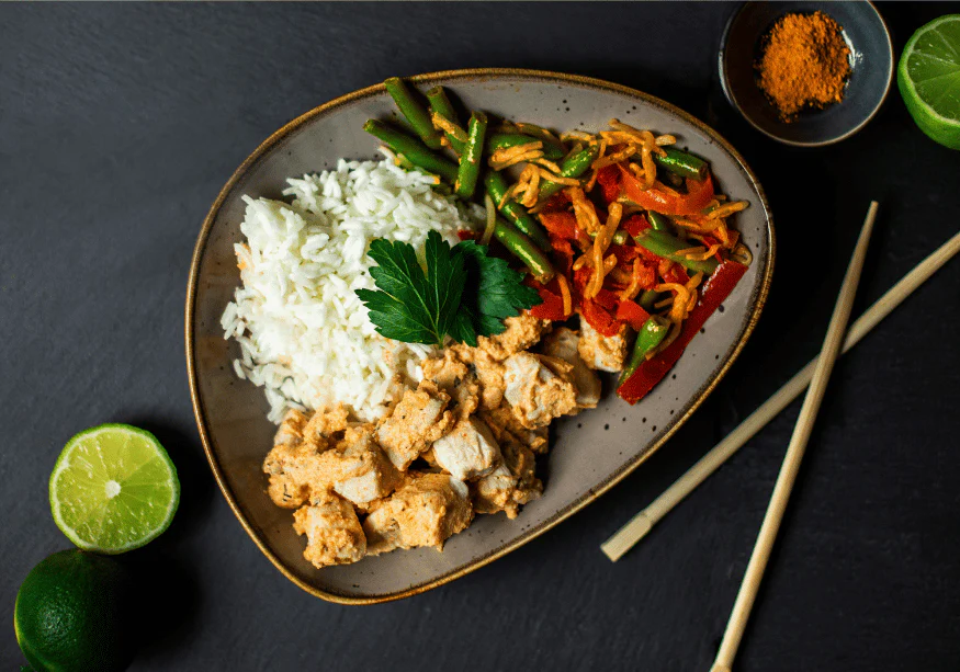 Rotes Curry mit Hähnchenbrust